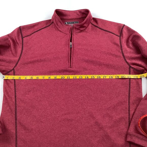 Pebble Beach Men’s Medium Performance 1/4 Zip Pullover Long Sleeve Burgundy Golf - Picture 4 of 16